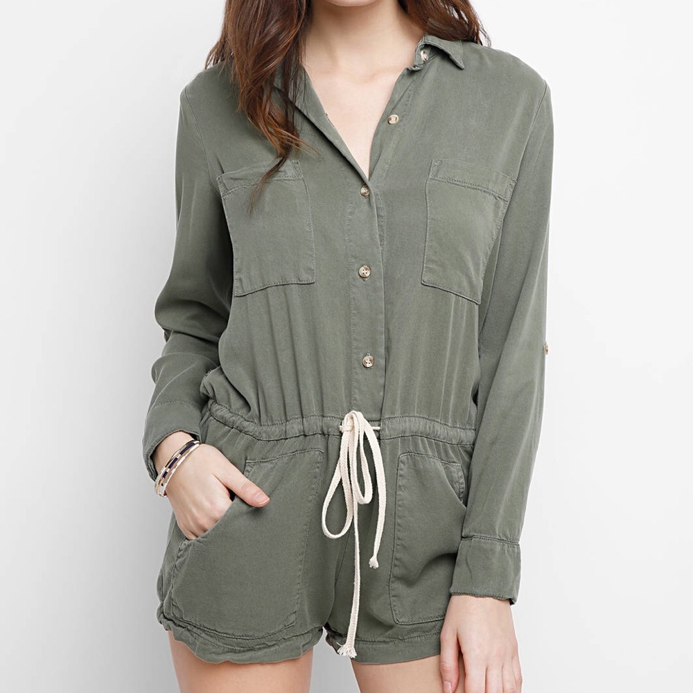 Abbeline Tencel Romper- Olive